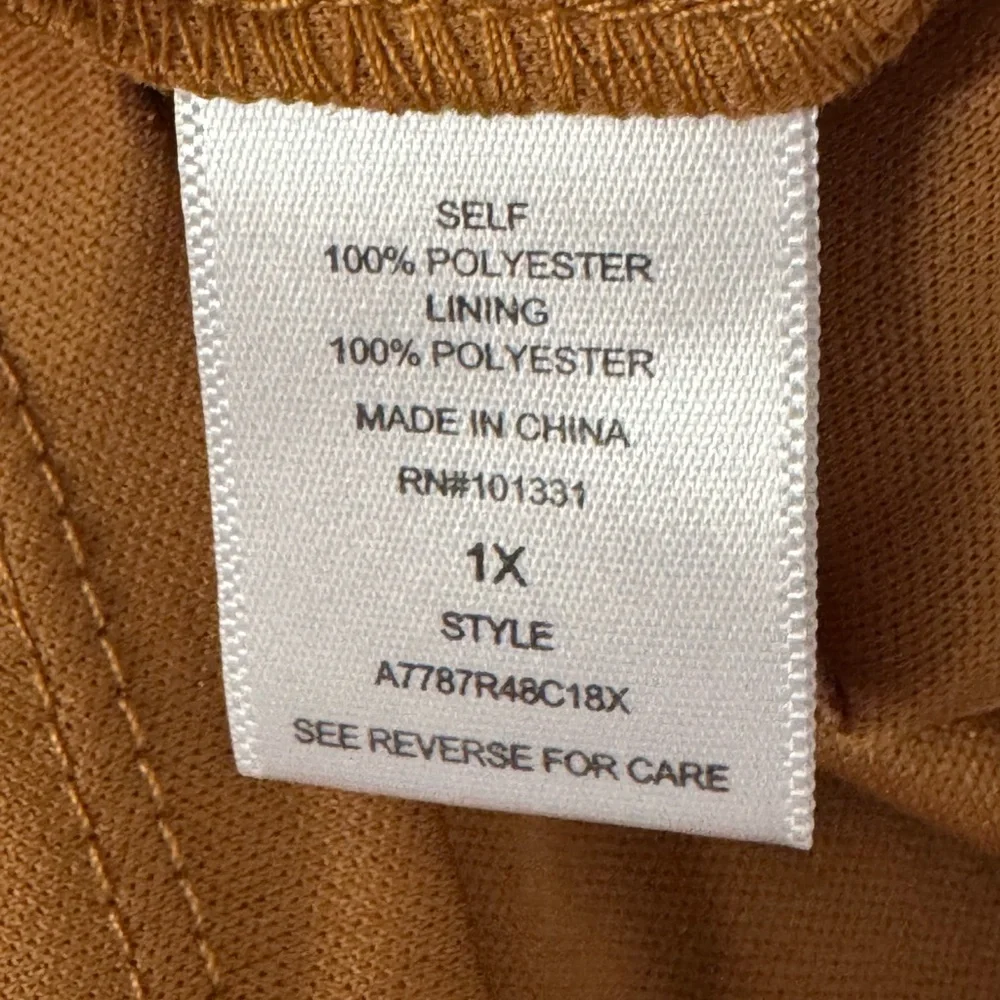 E-187 Charlotte Russe PLUS SIZE 1X Tan Red & Teal Long Bell Sleeve MIDI Dress - Picture 12 of 14